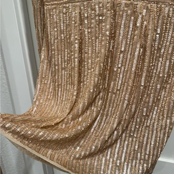 Mac Duggal Metallic Minidress Nude Size 10 Cocktail Collection EUC - Picture 10 of 10